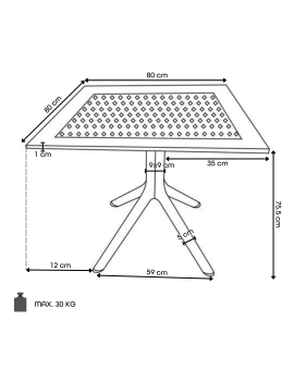 copy of FLAVIO 80x80 Biela - MODERNÝ ŠTVORCOVÝ ZÁHRADNÝ STÔL (do kuchyne, kaviarne, záhrady)