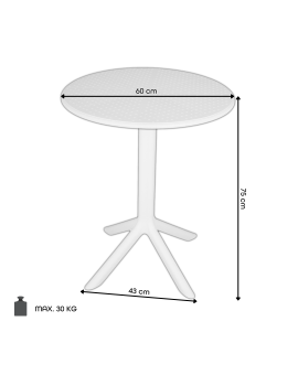 copy of SIERRA Biela - MODERNÝ OKRÚHLY ZÁHRADNÝ STÔL (do kuchyne, kaviarne, záhrady)