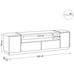 FOLK RTV-185, tv skrinka, BIELY MAT / BIELY LESK / BETON MILLENIUM