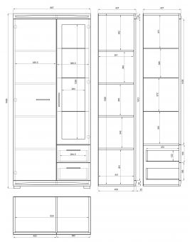 Komoda SIMPLE KWD2SZ2 zlatý dub / bílý lesk