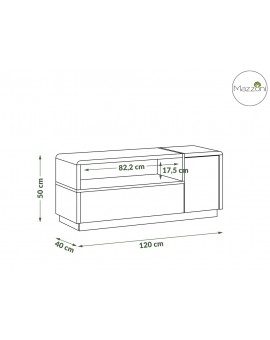 TV stolík FOLK - 120 cm, BIELY MAT / BIELY LESK / BETON