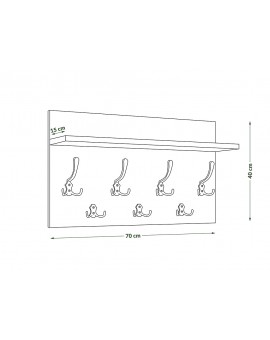 copy of FINLO Bílý matný / držáky Černé matné - MODERNÍ NÁSTĚNNÝ VĚŠÁK S POLICÍ DO PŘEDSÍNĚ 90 a 70 cm