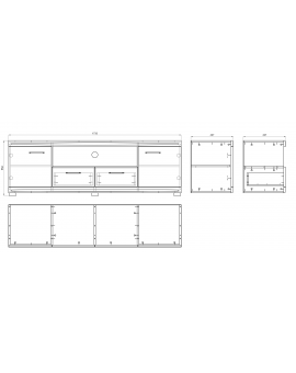 TV stolík (komoda) SIMPLE D2SZ2 betón / biely lesk