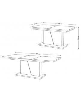 NOBLE NOIR Dub Sonoma/Biely Mat - ROZKLADANÝ STÔL DO 218 cm, pre 8, 10 osôb.