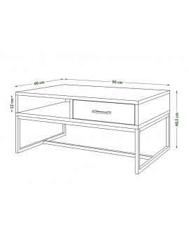 NYX Dub Artisan/Antracitová - MODERNÝ KONFERENČNÝ STOLÍK SO ZÁSUVKOU, LOFT