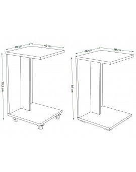 HUGO Dub Artisan/ Čierny - 2v1 POMOCNÍK NA KOLESÁCH/NOHÁCH - MOBILNÝ ODKLADACÍ STOLÍK DO OBÝVAČKY/ SPÁLNE/ DETSKEJ IZBY